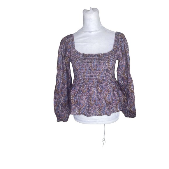 J Crew X Liberty Of London Paisley Top In Tropical Prince Smocked Women’s Medium - Picture 1 of 10